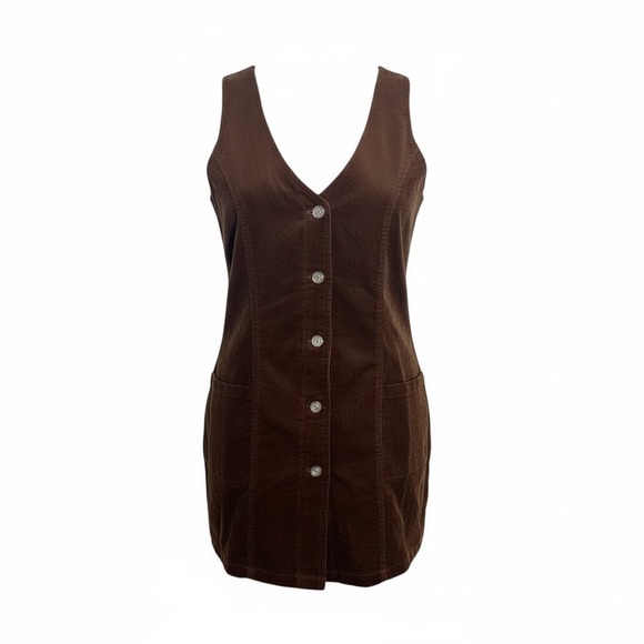 Sincerely Jules Women's Corduroy Chocolate Brown Mini Dress Size Large New - Picture 1 of 8